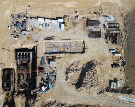 Construction site for Mokran petrochemical complex basin and pipelines