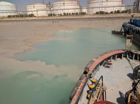 Dredging operation at Bandar Imam Petrochemical Plant